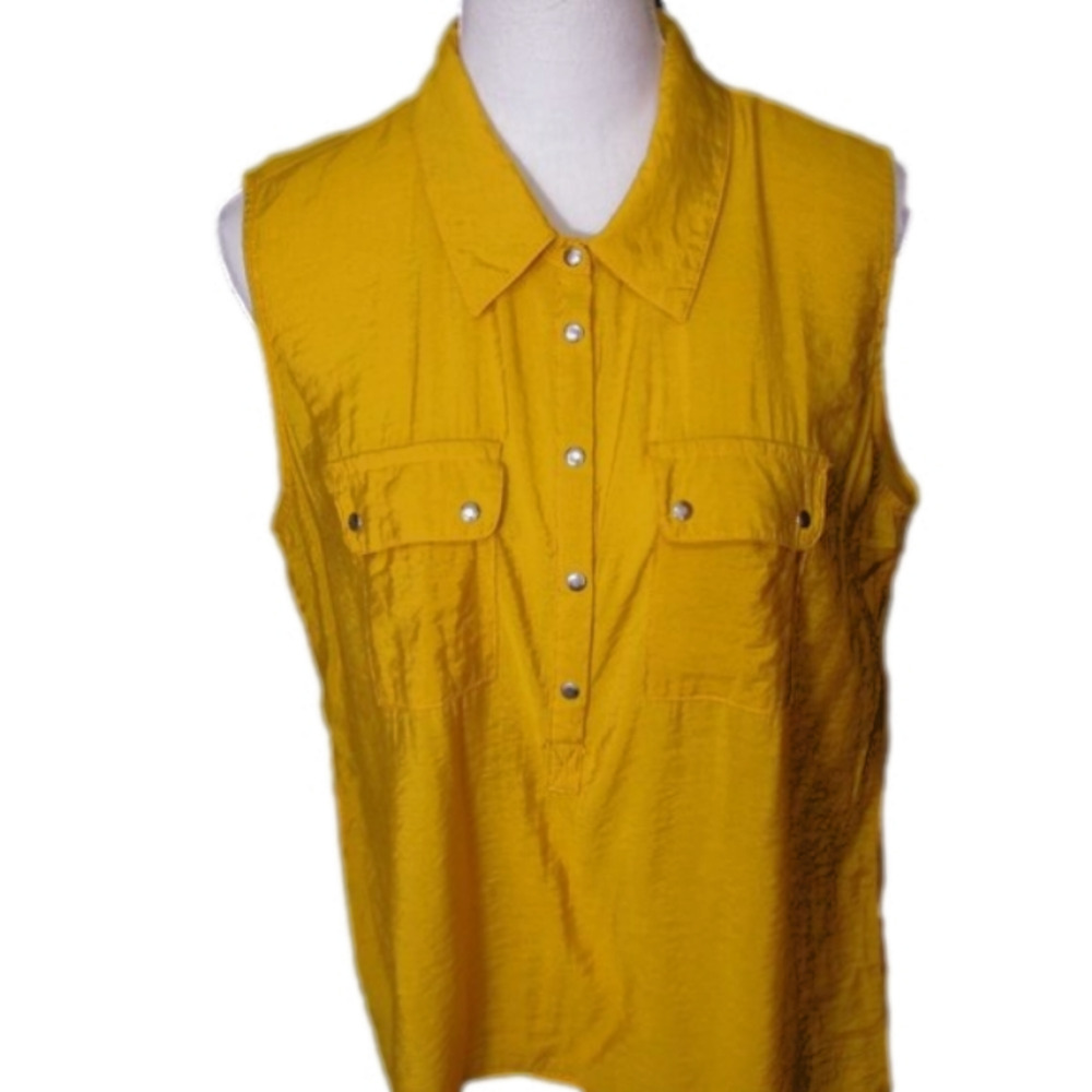 Milano Mustard Yellow Sleeveless Blouse Size XL